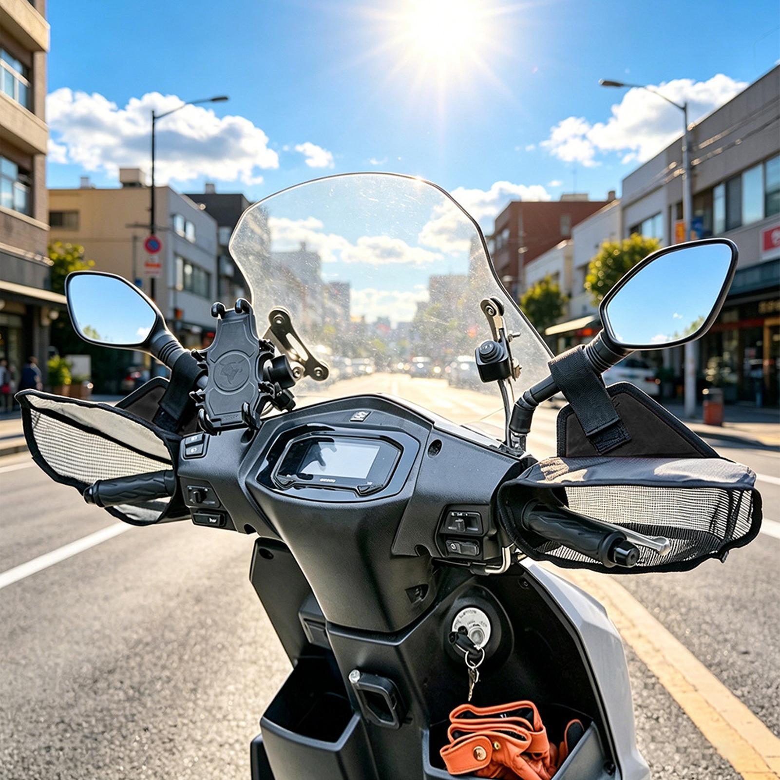 Cycling Commute Distance - Motosiklet gidonu manşonları nefes alabilen örgü