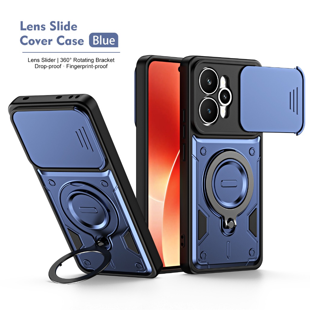 Kickstand Adjustable - Koruyucu Darbeye Dayanıklı Telefon Kılıfı, Sürgülü