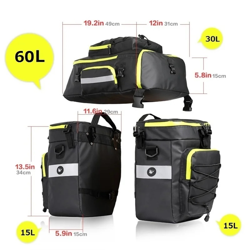 60L 3 In 1 Dağ Yolu Bisiklet S - Panniers Waterproof Rear incelemesi ve fiyatı